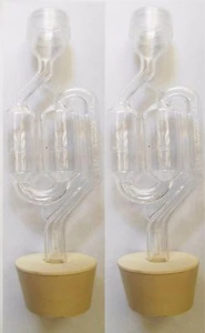 2 Pack - Twin Bubble S- Shape Airlock and Carboy Bung Size # 7 - Picture 1 of 1