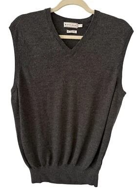Peter Millar 100% Italian Merino Wool Sweater Vest Men's Lg Charcoal Gray FLAW - Image 1 of 4