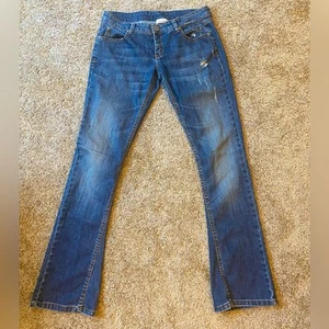 Pinko Italian Low Rise Fit and Flare Distressed Denim Jeans Size 30 - Picture 1 of 12