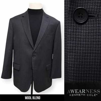 KENNETH COLE AWEARNESS мужской черный серый сетки спортивное пальто костюм куртка blazer 46 R - Изображение 1 из 4
