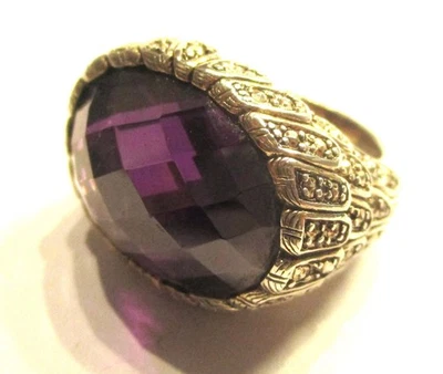 SILVER GENUINE THOMAS SABO DESIGNER "REBEL" FEATHERS PURPLE RING STONE M - Image 1 of 4