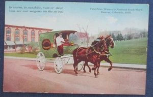 1910 Denver Colorado Laundry Co Delivery Wagon National Stock Show Postcard - Picture 1 of 2