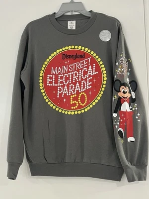 ❤️ Disneyland 50th Main Street Electrical Parade Gray Sweatshirt LIGHT UP SMALL - Image 1 of 4