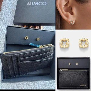 Mimco 💜💜💜 NEW Drift Leather Wallet + Gold Earrings Studs GIFT SET RRP $139.95 - Bild 1 von 21