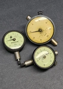 3pc Federal Dial Indicator Lot .0005" Range Jeweled ⅜" Stem Machinist Inspection - Imagen 1 de 6