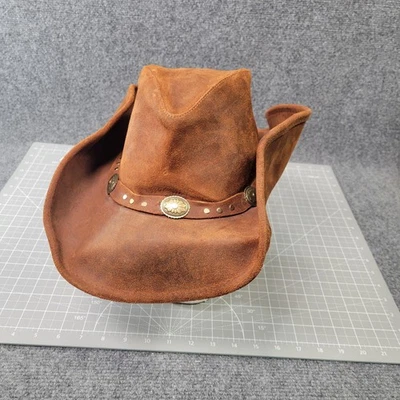 Шляпа ковбойская приталенная мужская Minnetonka Silverton большая коричневая кожа вестерн кончо - Изображение 1 из 4