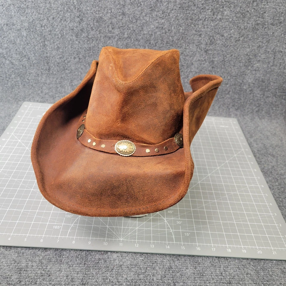 Minnetonka Silverton Sombrero Vaquero Ajustado Para Hombres Grande Cuero Marrón Western Concho Foto 1 de 4