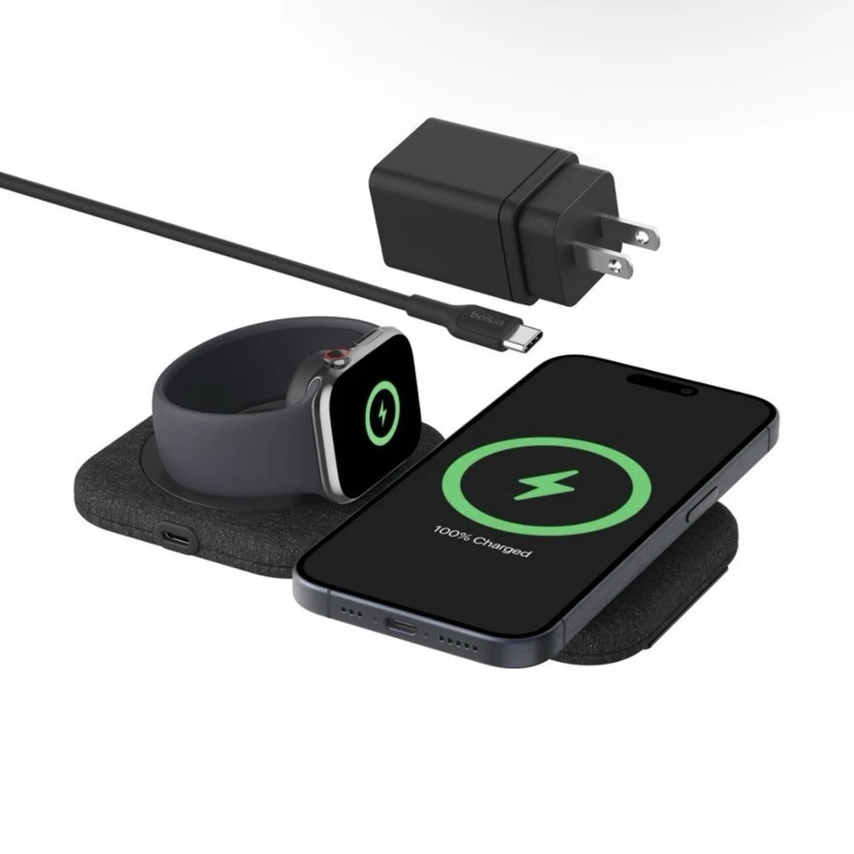 Belkin Boostcharge Pro 2-in-1 Magnetic Charging Travel Pad qi2 - Image 1 of 4