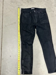 Jeans skinny donna Good America vita nera 14/32 zip caviglia vita alta elasticizzato. - Foto 1 di 12