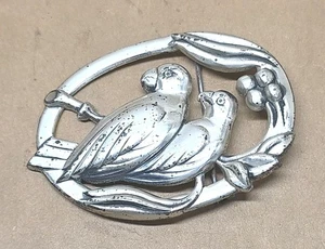 COROCRAFT Sterling Silver Double Parrot Brooch 14g Signed Vintage Jewelry - Picture 1 of 6