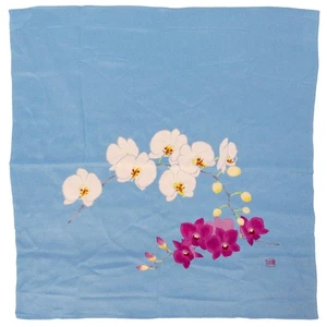 De Colección Japonés Furoshiki Azul Cielo Seda Floral Diseño Orquídea: 67 X 69 cm - Imagen 1 de 3