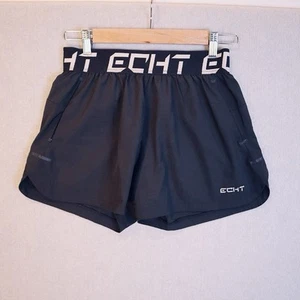 ECHT Women’s Gym Shorts Size Medium Black Elastic Waist Relaxed Fit with Pockets - Picture 1 of 8