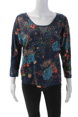 Blusa Top Azul Loomstate Mujer Algodón Orgánico Noche Estampado Mar Talla XS Foto 1 de 4