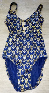 TRAJE DE BAÑO JANTZEN para mujer talla 6 azul ORO ANCLA SUJETADOR INTERIOR 1 PIEZA ¡BONITO! - Imagen 1 de 2