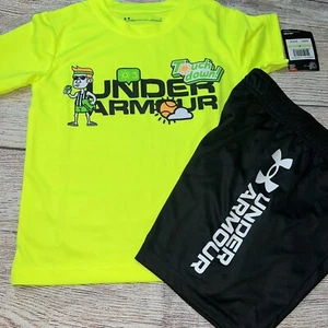 Under Armour Size 4 Boys Neon Black Outfit Set NEW - Picture 1 of 1