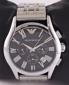 Casual Armani Men Chronograph Black Dial Stainless Steel Band Working Wristwatch - Picture 1 of 8