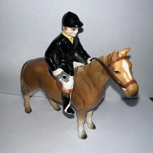 Vintage Ceramics Porcelain Horse Tan and White Jockey Made In Japan - Picture 1 of 12