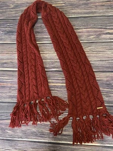 Michael Michael Kors Women's Winter Knitted Scarf One Size Acrylic Maroon Fringe - Picture 1 of 6