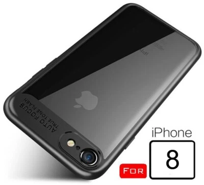 Cover Custodia per Iphone 8 Bumper Trasparente Copertura Rigida Antiurto Nera - Immagine 1 di 4