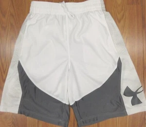 UNDER ARMOUR LOOSE FIT HEATGEAR POLYESTER SHORTS WHITE & GRAY Sz MEDIUM, M - Picture 1 of 4