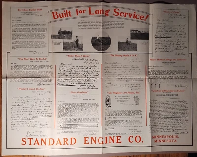 Folleto de tractor de jardín estándar ca1930 Standard Engine Co. Minneapolis MN B1-50 Foto 1 de 4
