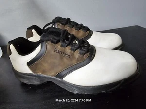 Footjoy Golfschuhe GreenJoys 45516 weiß & braun Leder weicher Spike Größe 8,5 M - Bild 1 von 7
