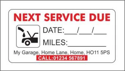 Car Service Reminder Sticker Garage Workshop Personalised | Service Due Stickers - Image 1 of 2