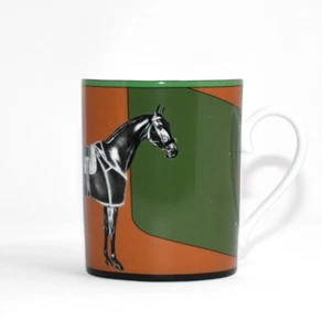 Hermes La Serpentine Mug Cup porcelain horse coffee tea brown green No.3 - Picture 1 of 7
