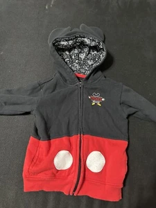 Disney Parks Mickey Mouse Hoodie Full Zip Disneyland Red/Black Youth Sz XXS - Picture 1 of 4