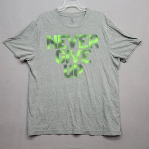 Old Navy Active Tee "Never Give Up" Short Sleeve Cotton Blend Heather Gray XL - Picture 1 of 12