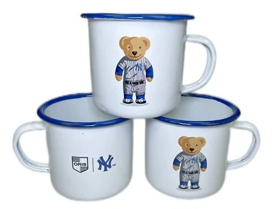 Taza de oso de peluche de béisbol 3 tazas de metal esmaltado Oris de los Yankees de Nueva York Foto 1 de 4