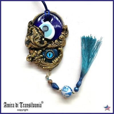 Colgante Turco Ojo Azul Buena Suerte Mal de Ojo Collar Protector Talismán Amuleto Foto 1 de 4