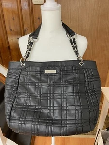Jessica Simpson Black Tote With Chain/Leather Straps Beautiful Pattern - Picture 1 of 8