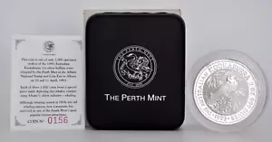 1993 2oz Australian Kookaburra Two Whales Privy .999 Silver Coin 1000 Mintage - Picture 1 of 3