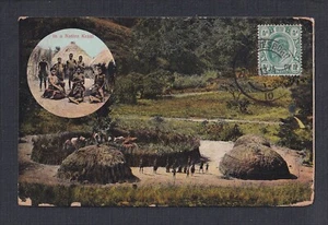 TRANSVAAL 1913 "IN EINEM EINHEIMISCHEN KRAAL" POSTKARTE JOHANNESBURG NACH LONDON UK - Bild 1 von 2