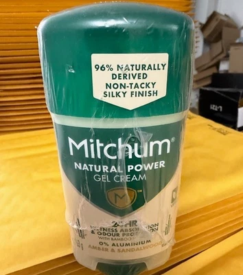 6 X SEALED Mitchum Men's Natural Deodorant Amber & Sandalwood Gel Cream NEW - Image 1 of 4