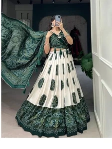 LOT DE TENUES ETHNIQUES BRODÉES LEHENGA CHOLI SOIE TUSSAR LOURDE POUR FEMMES - Photo 1 sur 7