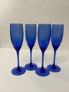 Vintage Libbey Cobalt Blue Champagne Flutes, Set of 4￼ - Picture 1 of 7