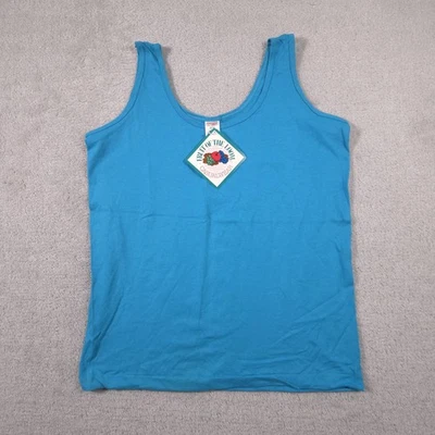 Camiseta sin mangas vintage Fruit Of The Loom para mujer grande azul algodón ropa informal hecha en EE. UU. Foto 1 de 4