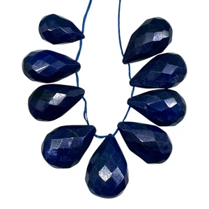 9 Pcs Natural Blue Sapphire Drilled Briolettes 14-18mm Loose Gemstones Lot - Picture 1 of 9