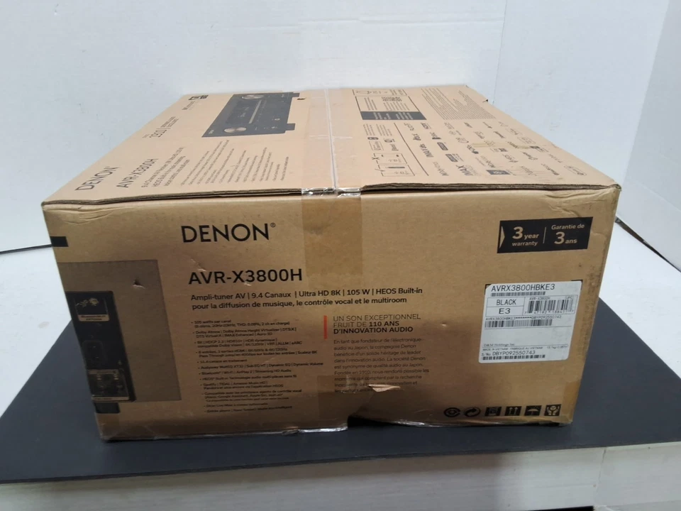 Denon AVR-X3800H 9.4 Channel AV Surround Receiver 8K Ultra HD HDR10+ 100V - Image 1 of 4