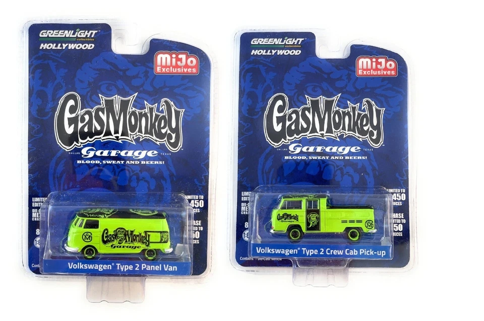 Greenlight 1:64 Gas Monkey Garage Volkswagen Tipo 2 Doble Cabina Pick-up y Panel Van Foto 1 de 1