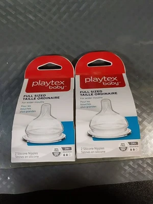 2x (4pcs) Playtex Baby Full Sized Silicone Medium Flow Wider Mouth Nipples #L20 - Image 1 of 3