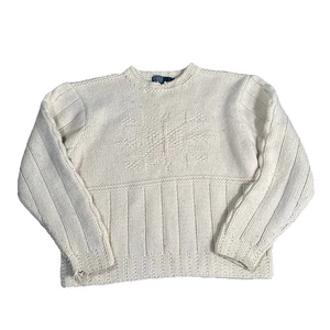 POLO Ralph Lauren Vintage Fischer Zopfmuster Handstrick Grobstrick Pullover XL Stern - Bild 1 von 13