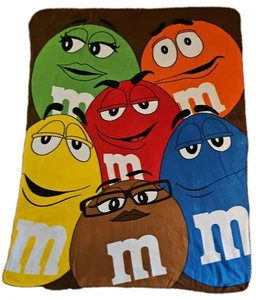 M&M's World Multi Colored Candy Fleece Throw Blanket 50” X 60” Authentic 2013 - Picture 1 of 5
