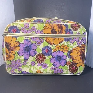 Stoffkoffer Übernachtung Reisetasche Flower Power Groovy 60er Jahre Hippie mit Schlüssel Vintage - Bild 1 von 24