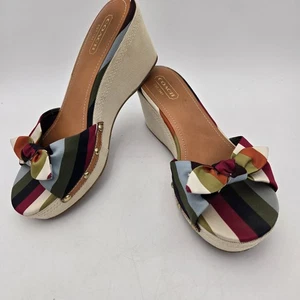 Coach Lorah Wedge Knot Platform Sandals Women Size 9.5 Platform Slides A8208 New - Picture 1 of 9
