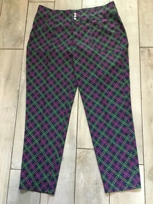 Pantalones Jofit Geométricos Rosa Caliente Verde Brillante Negro Poliéster Spandex Cremallera 8 Foto 1 de 4