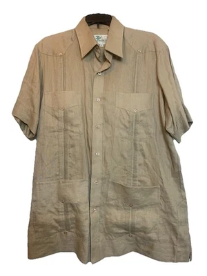 VTG Anabrisa Corona 70s M Beige 100% Linen Guayabera Shirt Mexican Wedding Shirt - Image 1 of 4
