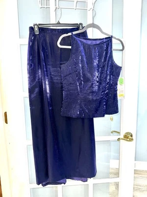 ALEX EVENINGS SZ 8P purple SLEEVELESS TOP SKIRT 2 PC MAXI DRESS mother of bride - Image 1 of 4